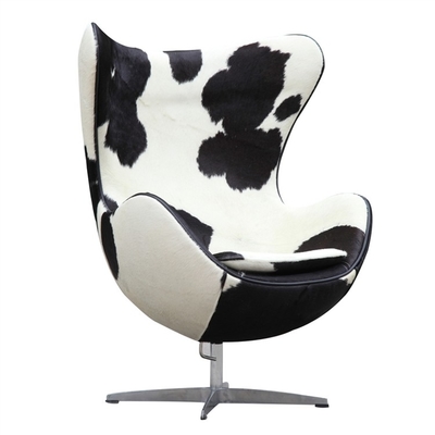 Mid-Century Modern Classic Egg Chair Leather Upholstered Modern Style Chairs with Chrome Base