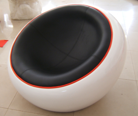 Leisure Genuine Leather Scoop Ball Fiberglass Half Dome Chair For House