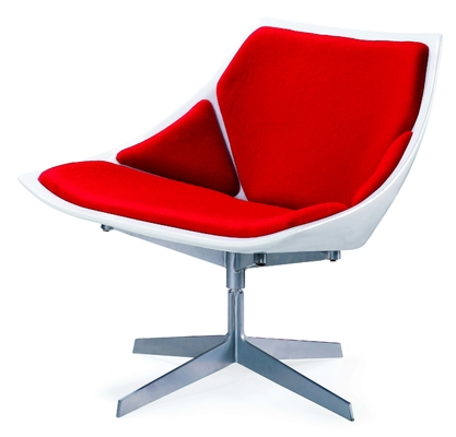 Fiberglass Fritz Hansen Space Lounge Chair With Swivel Aluminium Base