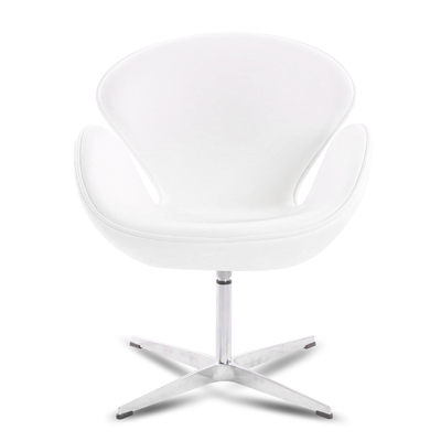 Living Room Furniture Replica Design Leather Covered Swan Chair with Swivel Base