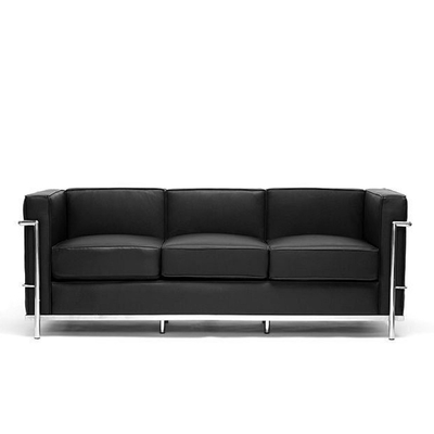 Marco de acero inoxidable del sofá contemporáneo clásico de cuero modelo pequeno LC2 para el hotel