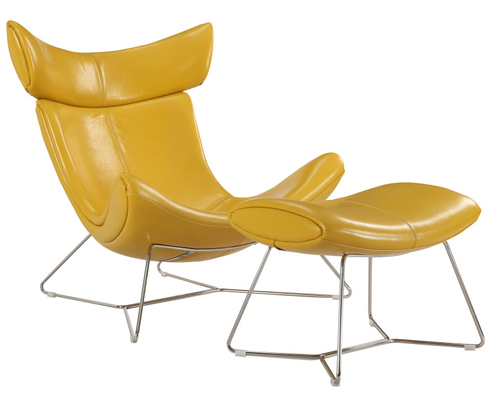 Marco de acero inoxidable de cuero real del sillón interior amarillo brillante de la calesa